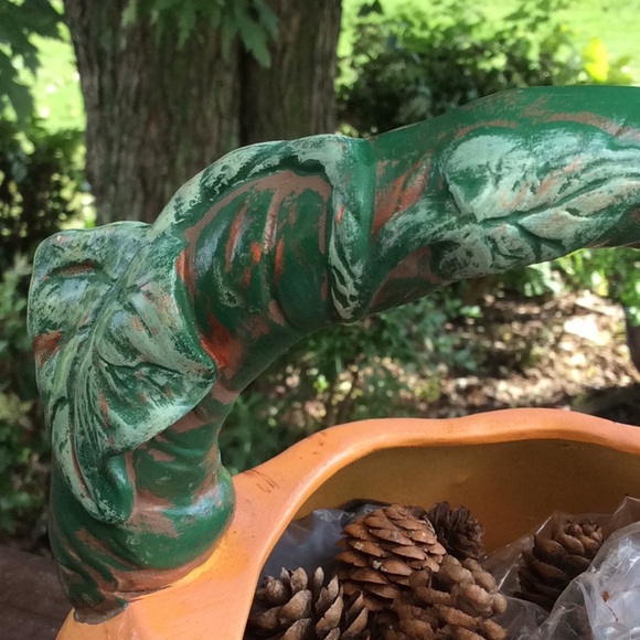 Vtg handmade ceramic pumpkin. 9” x 10”.  Fall yal - Picture 6 of 6